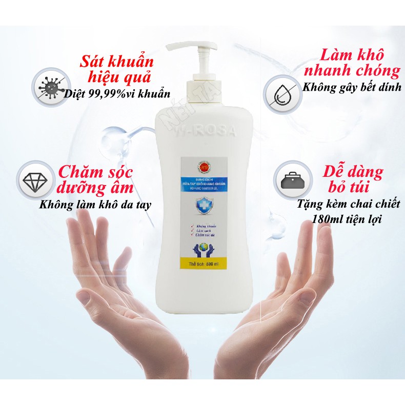 Nước rửa tay khô 500ml dạng gel HD Hand santiser gel sản xuất tại Việt Nam chuyên cung cấp cho y tế