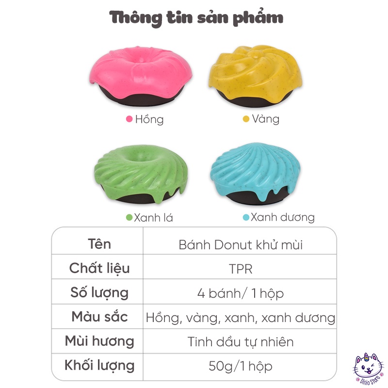 Combo 4 bánh khử mùi vệ sinh cho mèo hình bánh Donuts - Thơm phòng và lưu hương