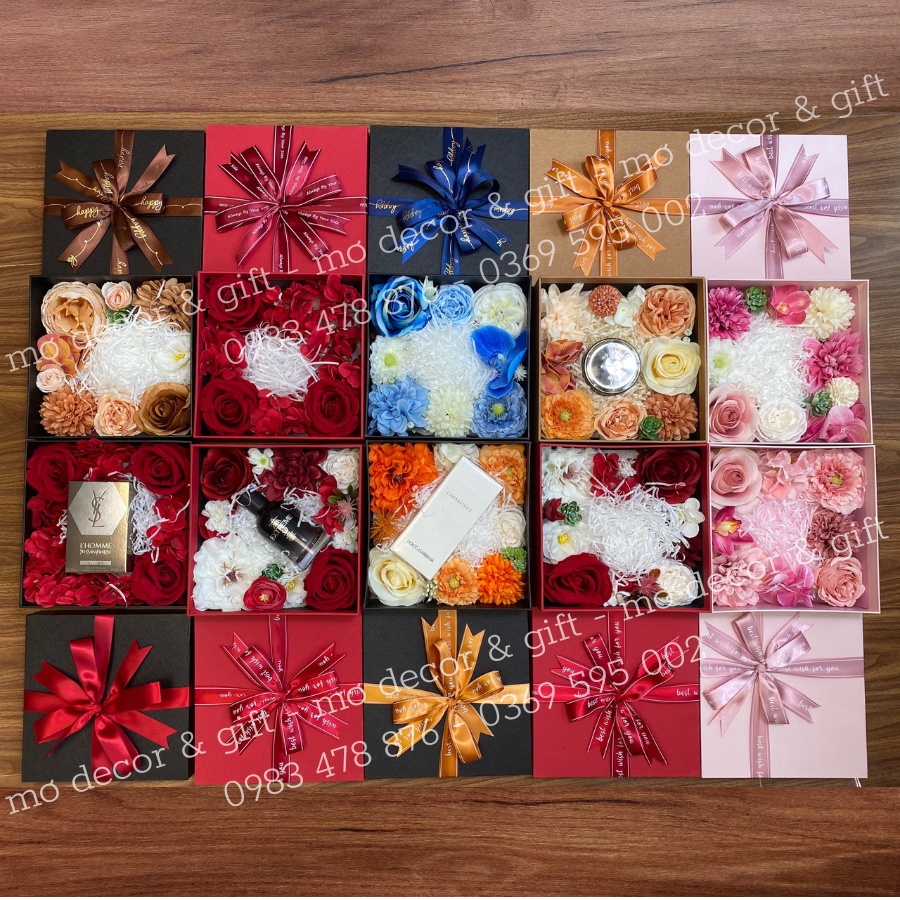 Hộp Hoa Lụa Rỗng Giữa 20cm x 20cm Đựng Son, Đựng Quà Tặng, Nước Hoa, Mẫu 2022 - Handmade By Mơdecor