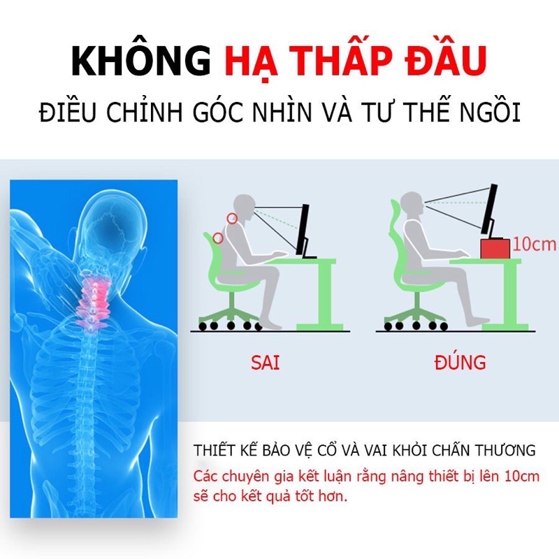 SALE[Nhập mã NOITTRA10 giảm giá 10%] Kệ để màn hình máy tính nâng cao chống gù đau vai gáy tiện lợi