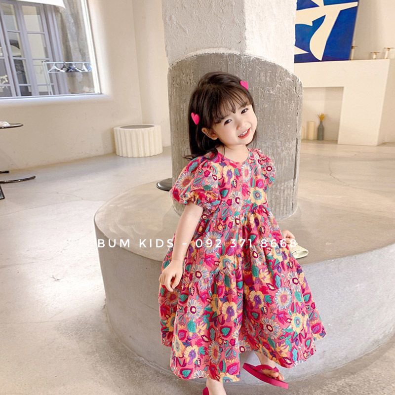 Váy hoa dáng maxi cực hot cho bé gái từ 8-35kg cao cấp G08