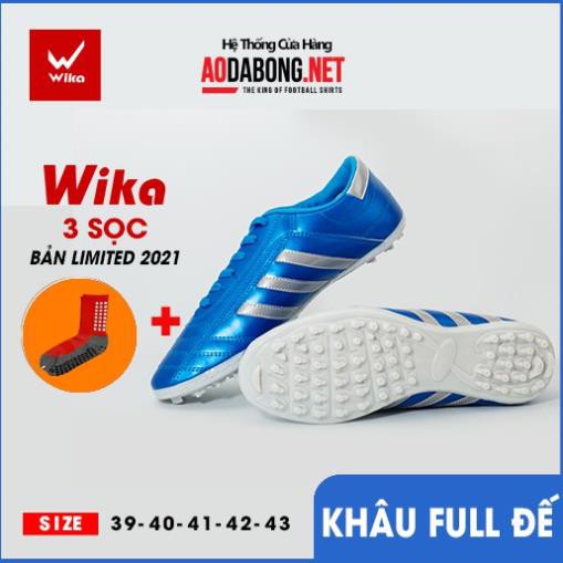 Giầy bóng đá phủi 3 sọc, CT3 chính hãng Wika đế TF bền, rẻ, đẹp tặng tất.