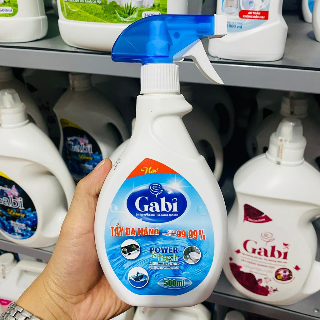 Tẩy cặn canxi tẩy ố nhà tắm Gabi tẩy vòi inox vách kính bồn sứ gạch men tẩy nhà bếp sạch sẽ an toàn 500ml hương hoa cỏ