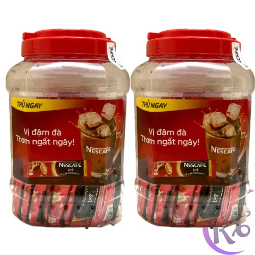 Combo 2 hũ Nescafe 3 in 1 đậm đà hài hòa hũ nhựa 50 gói x 17g  (850g) - cà phê sữa Việt 3in1 Nestle chính hãng (màu đỏ)