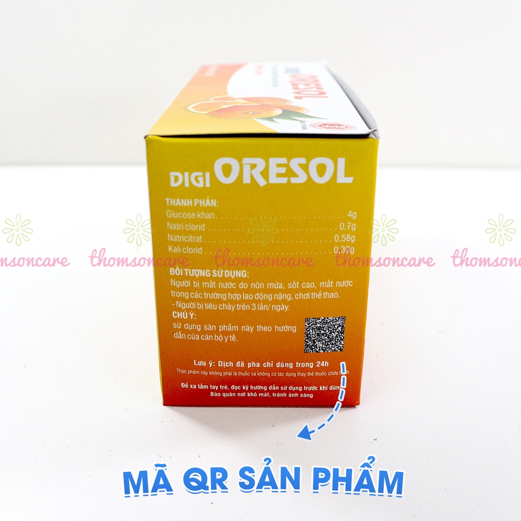 Bù nước và điện giải vị cam Oresol hộp 40 gói bột đaiuy, bổ sung muối glucose, kali, dùng khi sốt, chơi thể thao