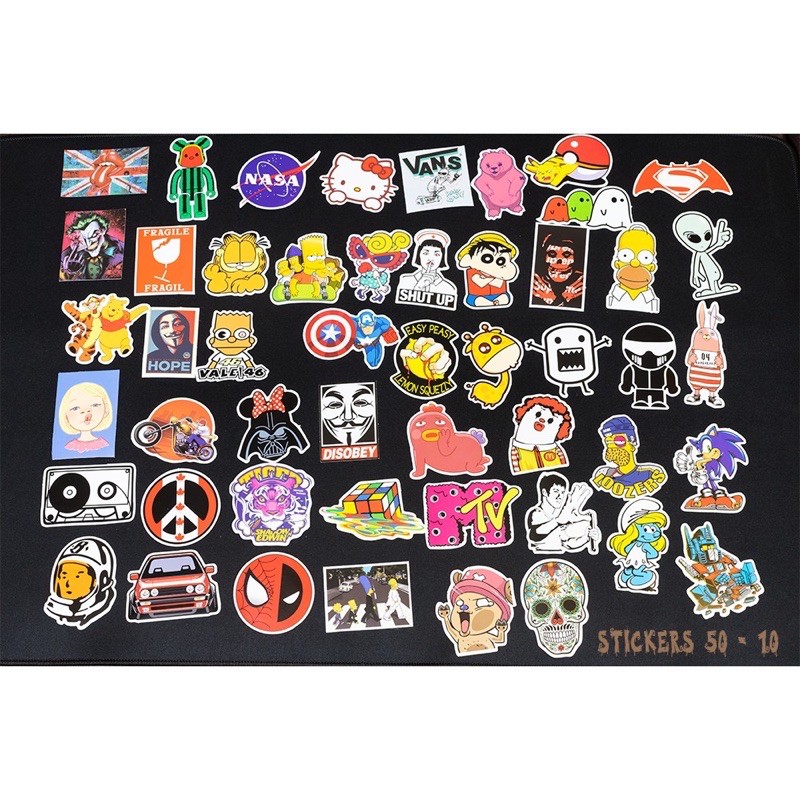 Sticker dán hoạt hình nhiều mẫu chống nước sticker dán mũ bảo hiểm vali laptop cực xinh