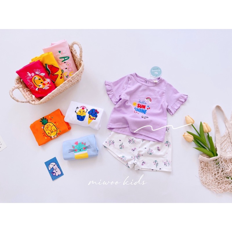 Bộ cộc tay bé gái bộ cánh tiên bé gái đồ mặc nhà mặc đi học Miwoo