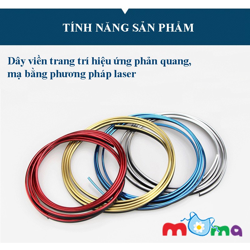 Cuộn dây nhựa 5 mét mềm, chỉ nẹp dán viền trang trí nội thất xe hơi, ô tô khe táp lô, bảng điều khiển, loa_C082--DVNT