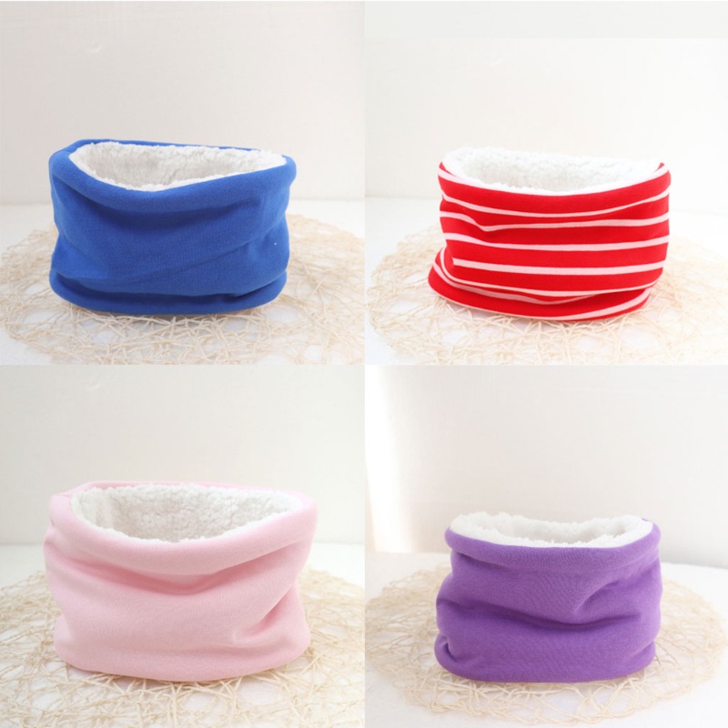 Khăn Choàng Cổ Vải Lông Dày Dặn Màu Trơn Giữ Ấm Mùa Thu Đông Cho Bé