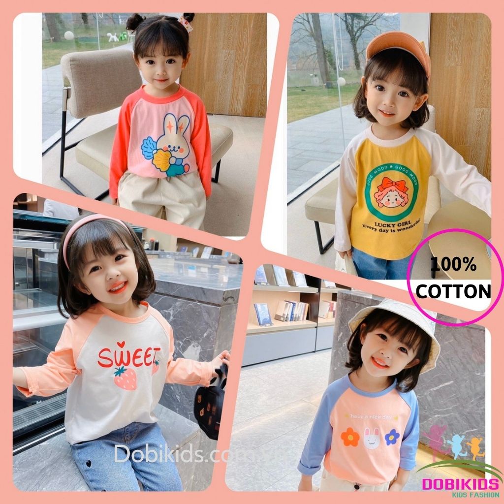 Áo tay dài bé gái Áo thu đông cho bé thun cotton 4 chiều chuẩn hàng đẹp 10-28kg