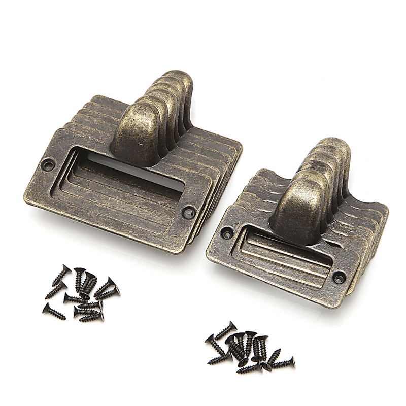 Set 6 Tay Nắm Gắn Thẻ Tên Bằng Đồng Thau Kiểu Cổ Điển Tiện Dụng