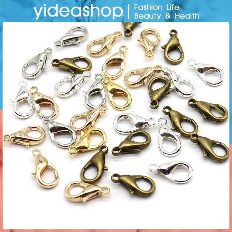 10 Chiếc12 / 14 Mm Kim Loại Tôm Hùm Móc Vòng Tay Kết Nối Đầu Để Làm Đồ Trang Sức DIY Vòng Cổ Khóa Tô