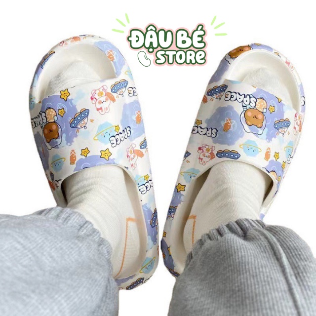 Dép Đế Bánh Mì Ulzzang Hoạt Hình Siêu Xinh Cho Nữ - Dép Quai Ngang Phối Màu Siêu Êm Chống Trơn Trượt - Daube - D026
