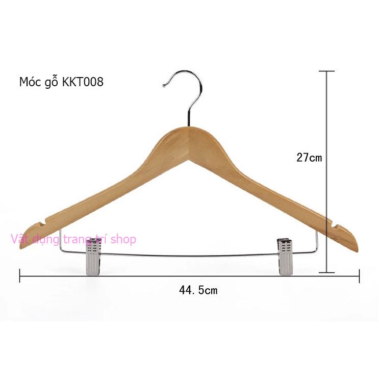 Móc Gỗ Treo Quần Áo KTN Có Kẹp 44,5cm