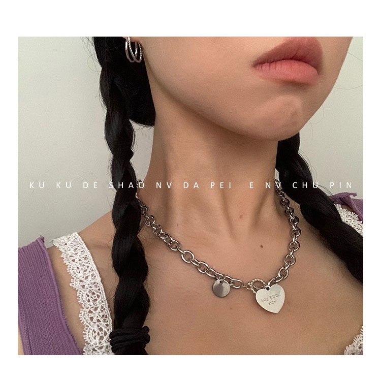 Vòng Cổ Choker Mặt Trái Tim Cá Tính Phong Cách Hip-Hop