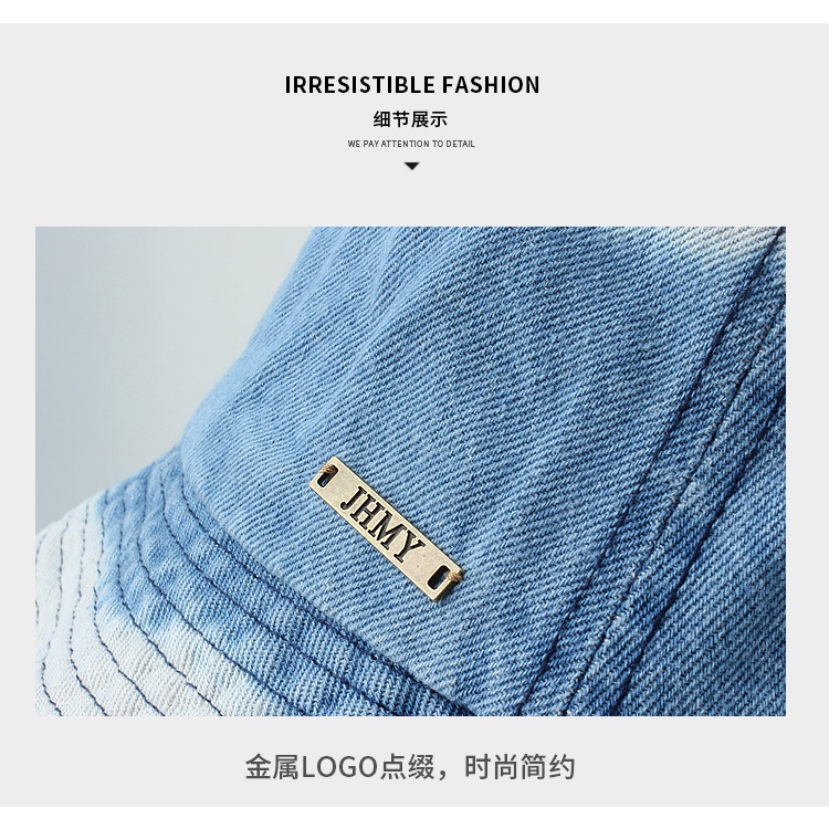 Mũ Bucket Chất Liệu Denim Màu Sắc Tương Phản Phong Cách Retro Nhật Bản Cho Nam Nữ