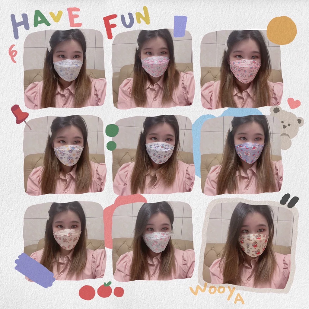 [5 cái] Khẩu trang KF94 Style Hàn Quốc người lớn in hình  hoạt hình, dễ thương x Mask of Meousaigon97
