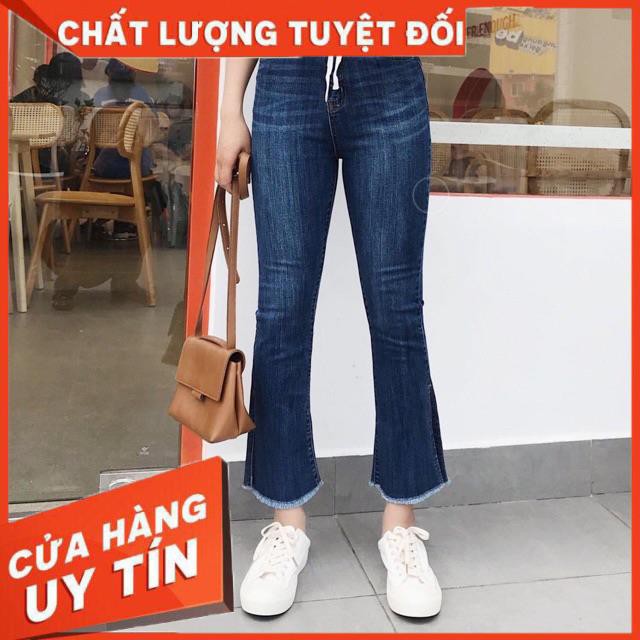 Quần jeans đen ống loe lưng cao- hình thật jeans vnxk cao cấp