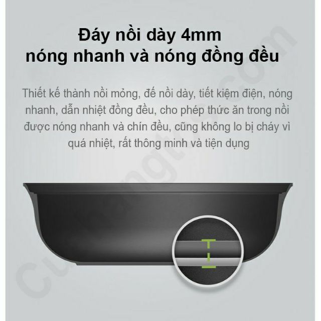 🔝 Nồi lẩu 2 ngăn 2 vị Xiaomi Mijia 4L Induction Cooker hợp kim nhôm , thép Inox 430 không gỉ 💛