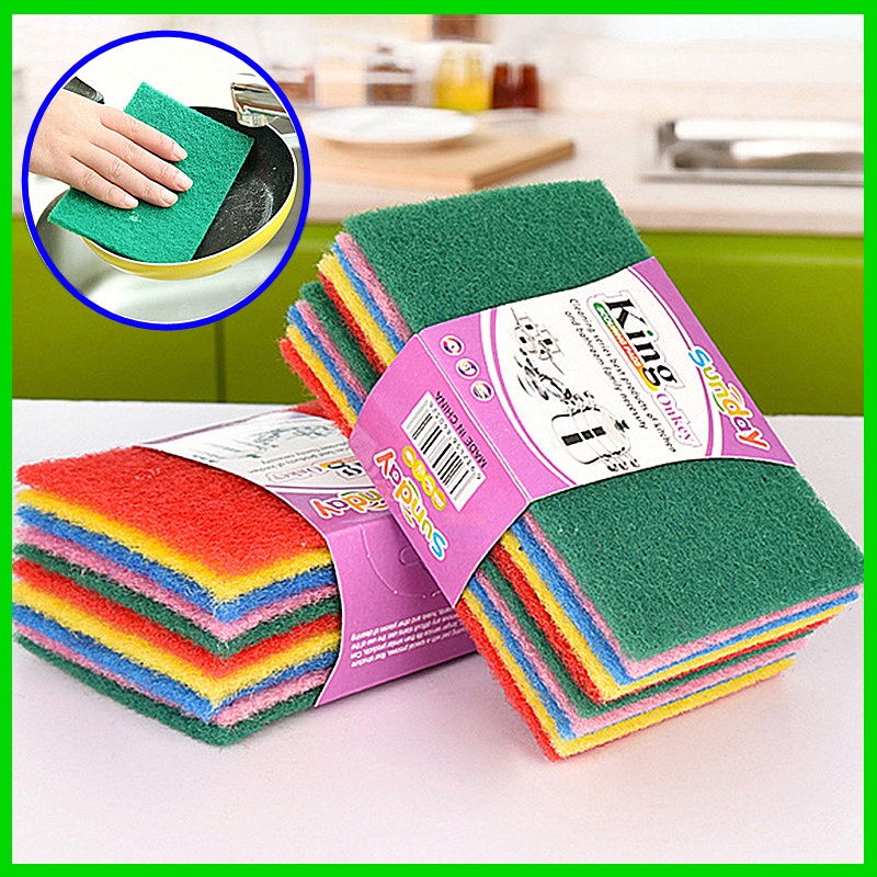 Miếng cọ rửa đa chức năng 3M Scotch Brite Nhà bếp Chổi rửa bát Chậu Chà rửa Chống trầy xước Làm sạch bằng vải Tấm bọt biển Vật dụng làm sạch【bluesky19901】