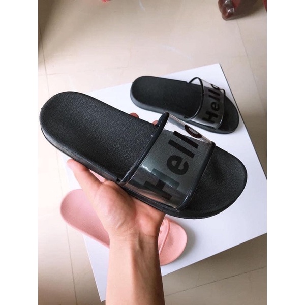 Dép hello 2 màu đen hồng dành cho nữ