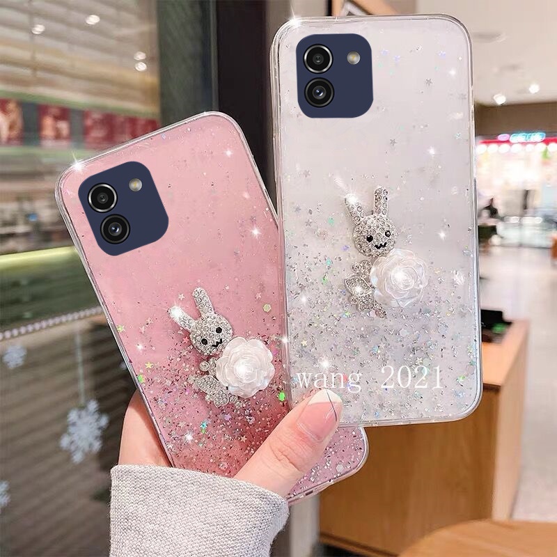 Ốp Điện Thoại Tpu Dẻo Trong Suốt Kim Tuyến Hình Thỏ Nhiều Màu Cho Samsung Galaxy A03 S22 S21 FE 5G + Ultra 5G