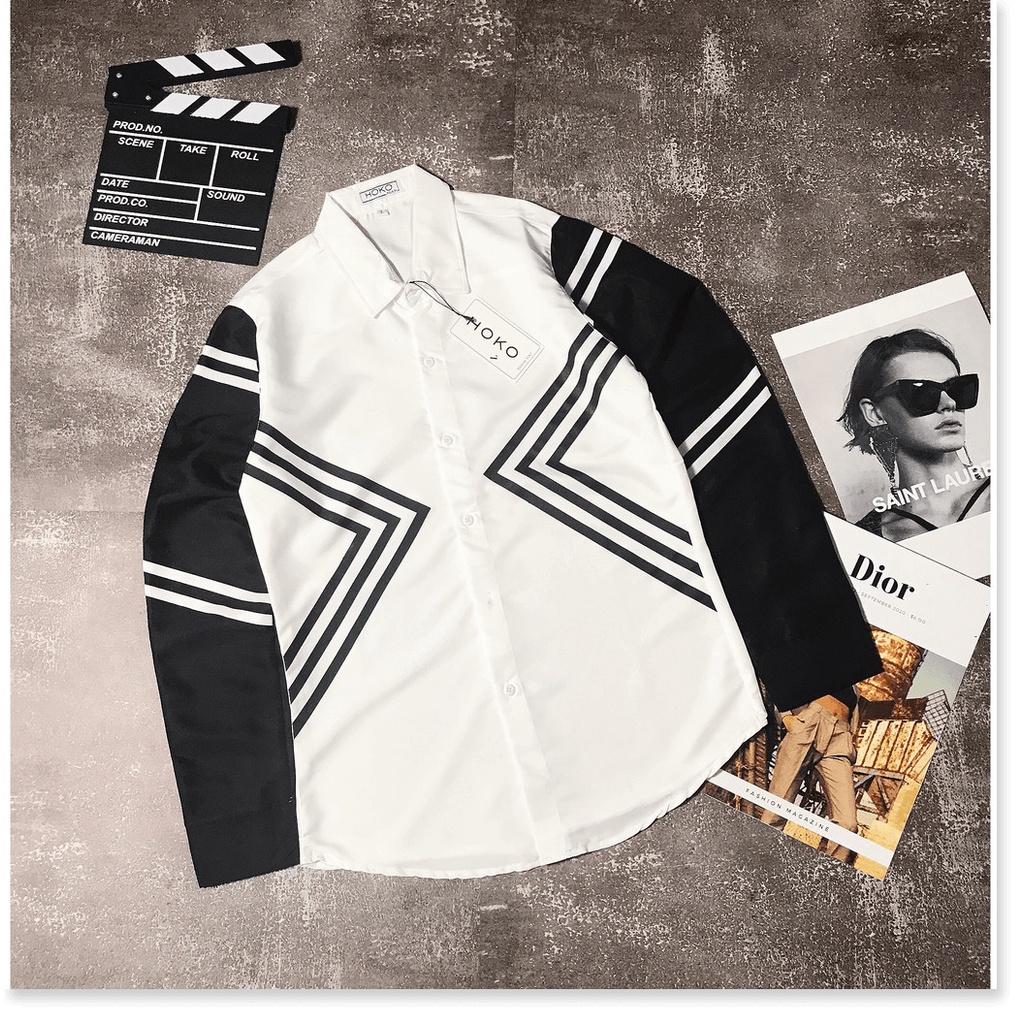Áo sơ mi tay dài phối sọc đen cực chất , siêu đẹp cho anh em THỜI TRANG KME FASHION