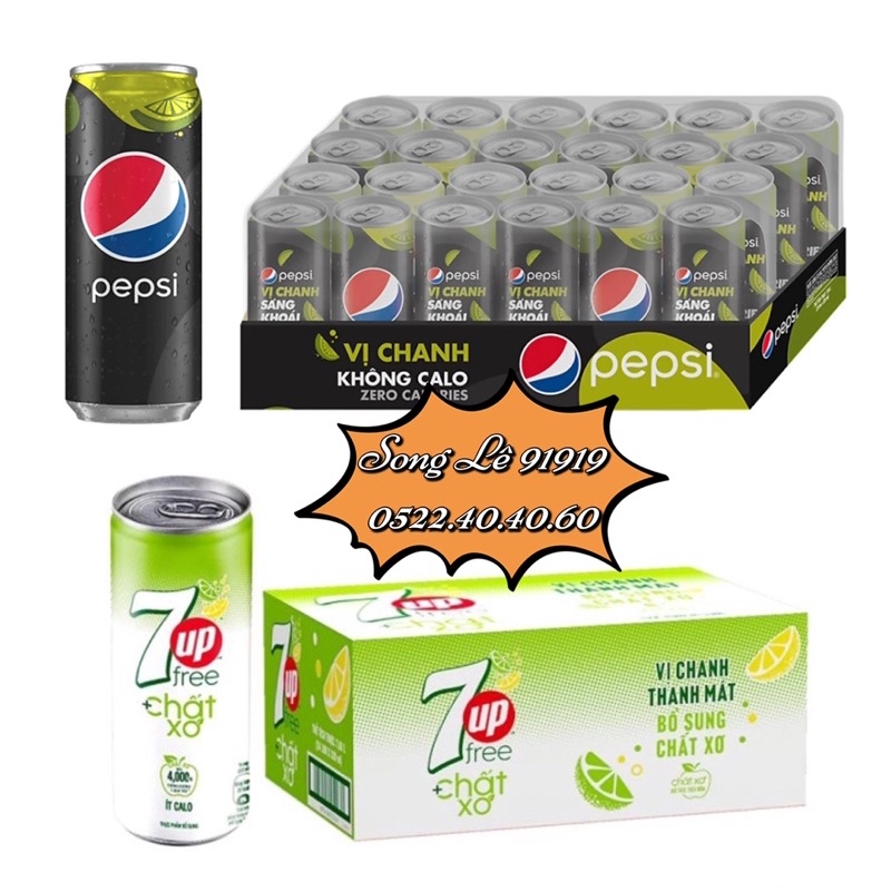 DateT2-6/2024 Mix Pepsi Chanh Ko Calo + 7Up xơ Ít Calo