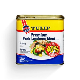 Thịt hộp Tulip Pork Luncheon Meat 40% Less Sodium 340g_Nhập khẩu Đan Mạch