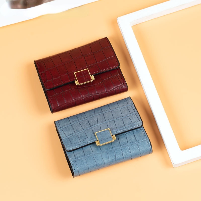 KAITIFEI Ví nữ mini cầm tay ngắn gập nhỏ gọn đẹp thời trang dễ thương cao cấp da giá rẻ nhiều ngăn bỏ túi