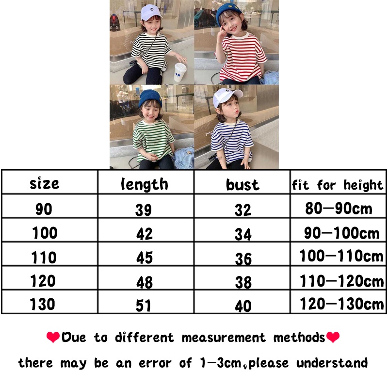 Áo Thun Tay Ngắn Cổ Tròn Họa Tiết Kẻ Sọc Chất Liệu Cotton Thời Trang Mùa Hè Hàn Quốc Mới Cho Bé Gái