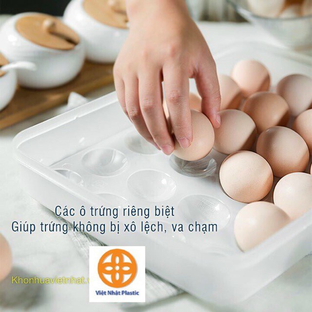 Hộp đựng trứng 24 quả có nắp đậy nhựa Việt Nhật, hộp bảo quản trứng không bị vỡ chắc chắn