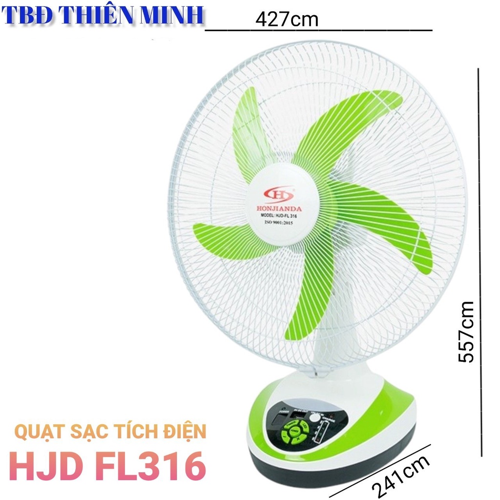 QUẠT SẠC TÍCH ĐIỆN HONJIANDA HJD FL316 2 BÌNH