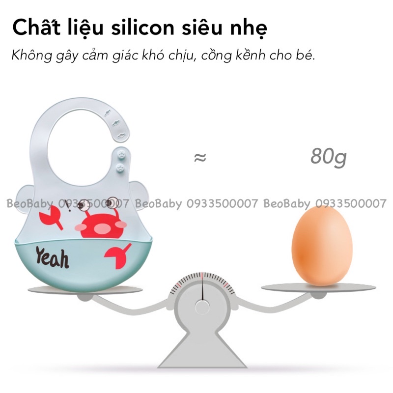 Yếm Ăn Dặm Có Máng Silicon Không Bám Bẩn, Siêu Mềm Cao Cấp Cho Bé Yêu Ăn Dặm