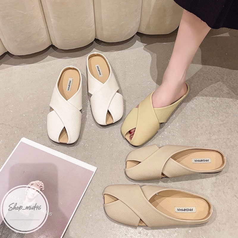 Giày  bít mũi  retro  Nữ da mềm, hàng quảng châu Ulzzang mẫu 2022. (3màu trắng,vàng,nâu nhạt)