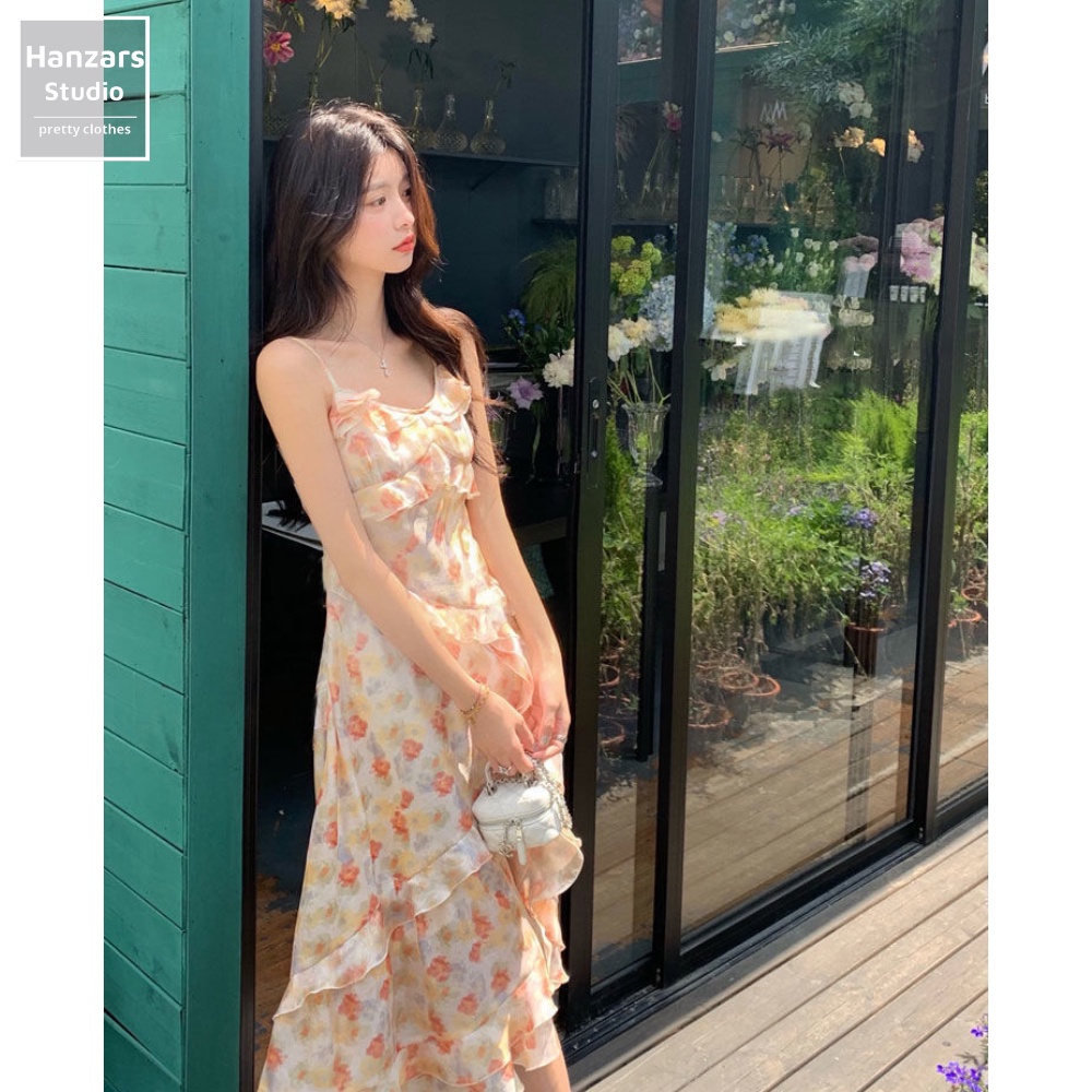 Váy Hai Dây Hoa Nhí Xẻ Tà Nhún Lưng Vintage Hanzars.studio 22