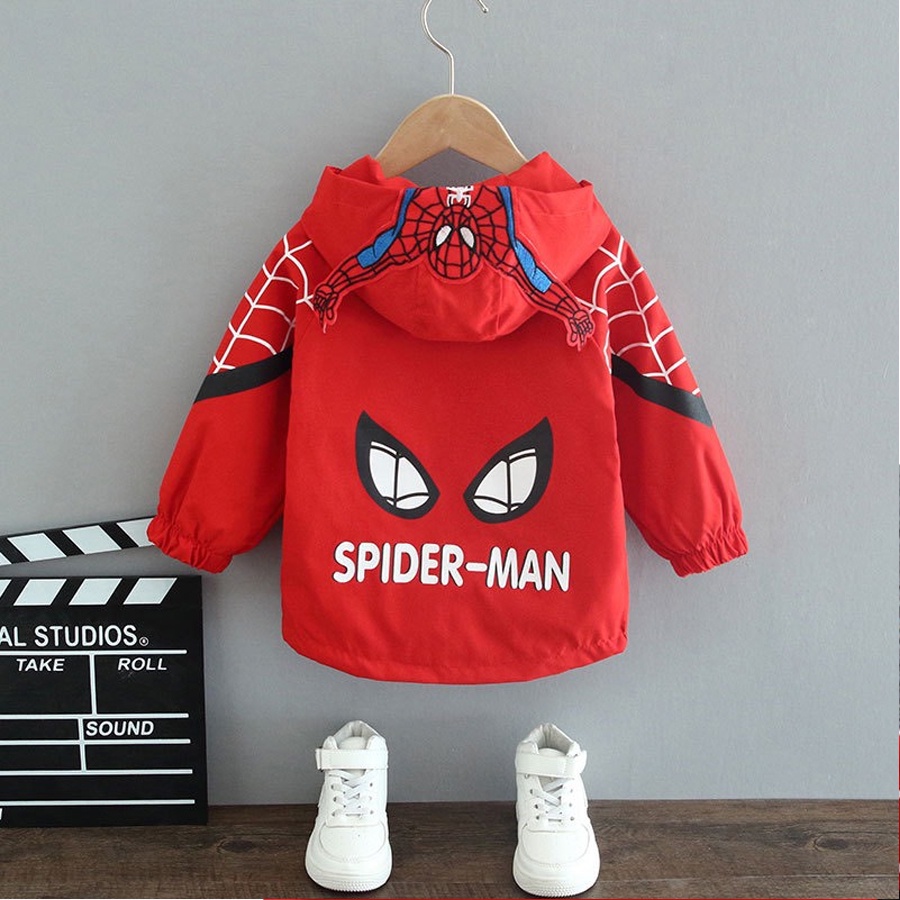 Áo Khoác Siêu Nhân Bé Trai KEYER KIDS, Áo Khoác Trẻ em Chất Đẹp Gió 2 Lớp, Có Mũ in Hình Thật Người Nhện Sắc Nét AK05