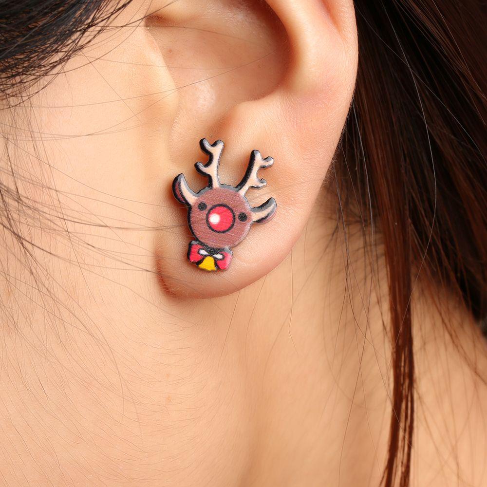 Set 5 Đôi Bông Tai Bằng Hợp Kim Không Gây Dị Ứng Hình Tuần Lộc Giáng Sinh