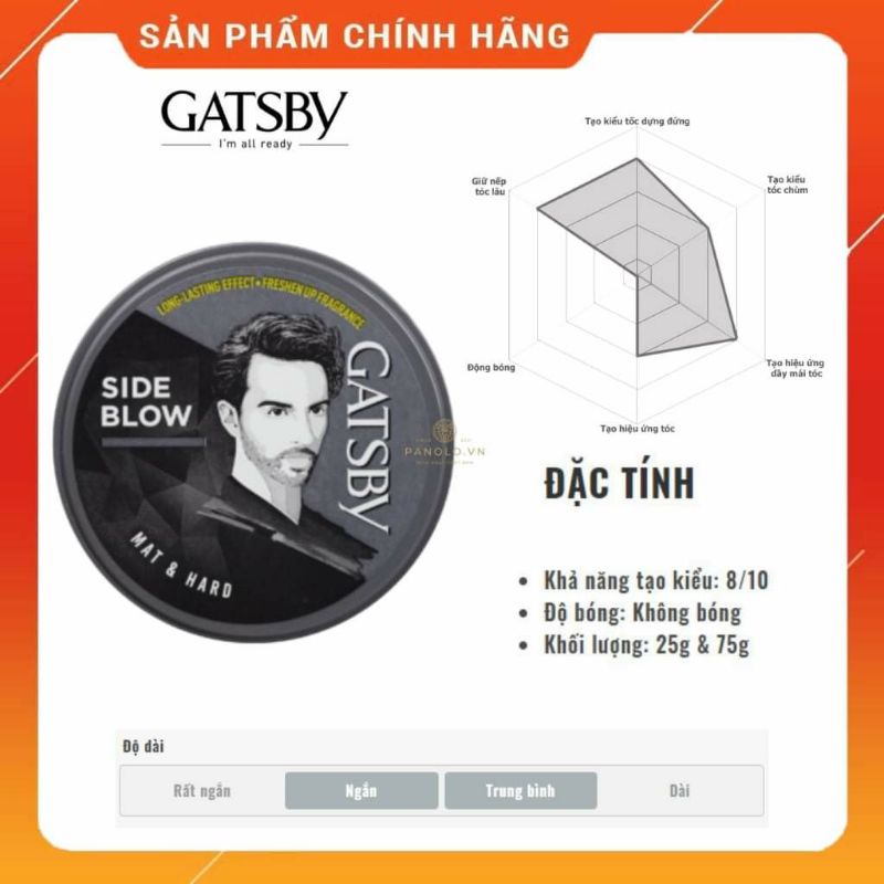 Wax Tạo Kiểu Tóc Gatsby Slide Blow Mat &amp; Hard