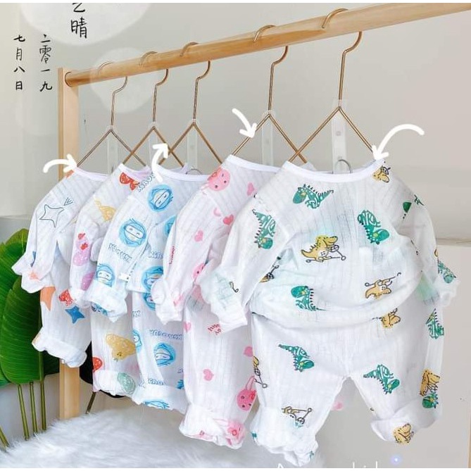Bộ dài cotton giấy chui đầu mẫu mới 2022 size 3-14kg