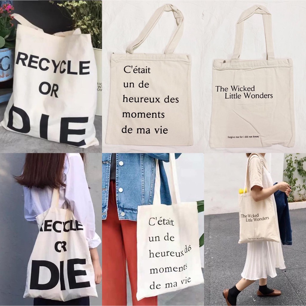 [FREESHIP] Túi TOTE Vintage Vải Canvas  Đẹp Cực Hot đựng vừa A4