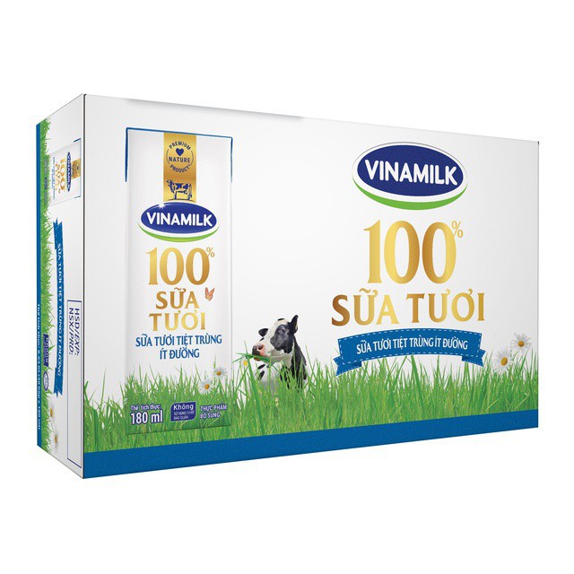 Thùng Sữa Vinamilk Có Đường / Ít Đường /Không Đường 48 Hộp x 180ml (Giao Hàng: Grab / Now)