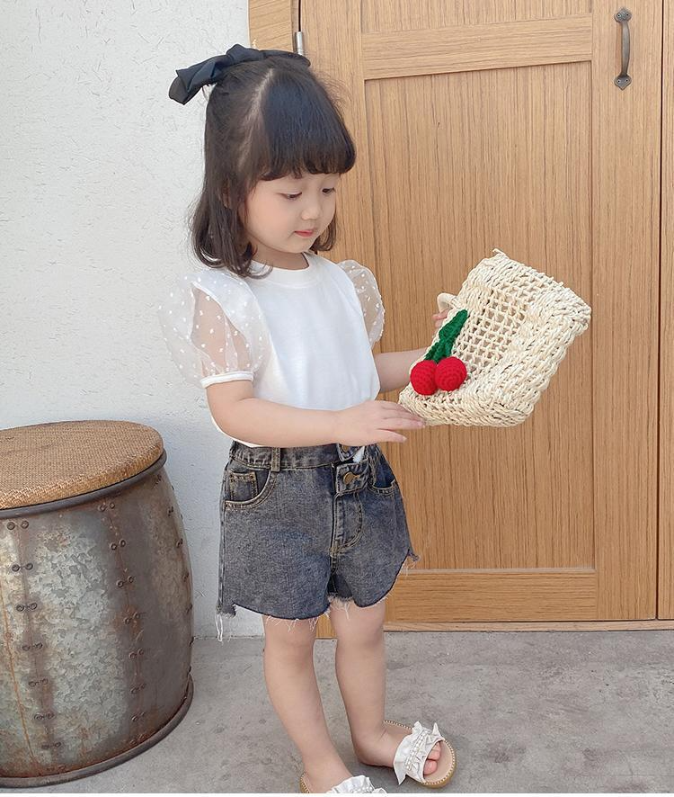 Áo Kiểu Tay Phồng Ngắn Thời Trang Xinh Xắn Cho Bé Gái