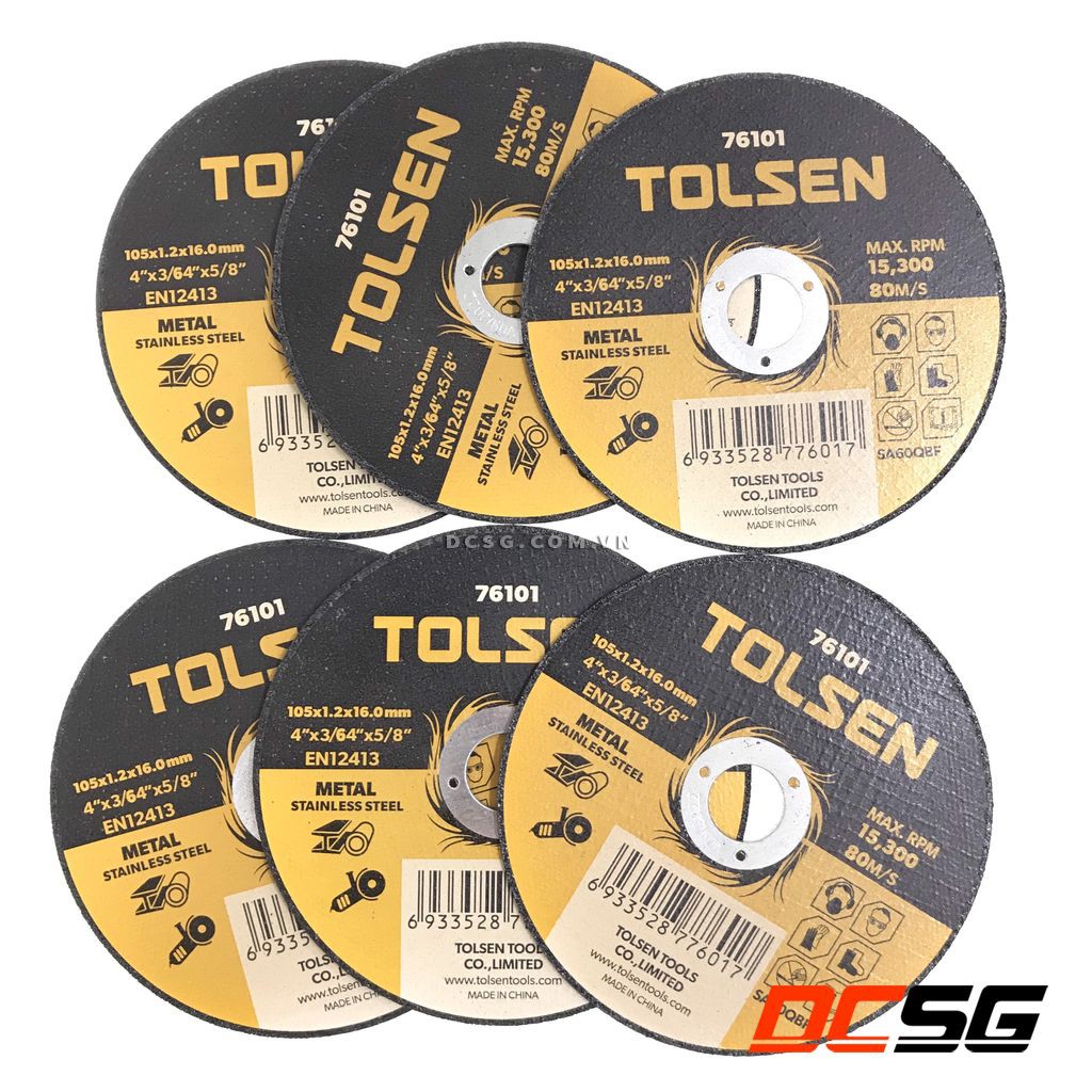 Đĩa cắt sắt &amp; Inox mỏng 105mm Tolsen 76101