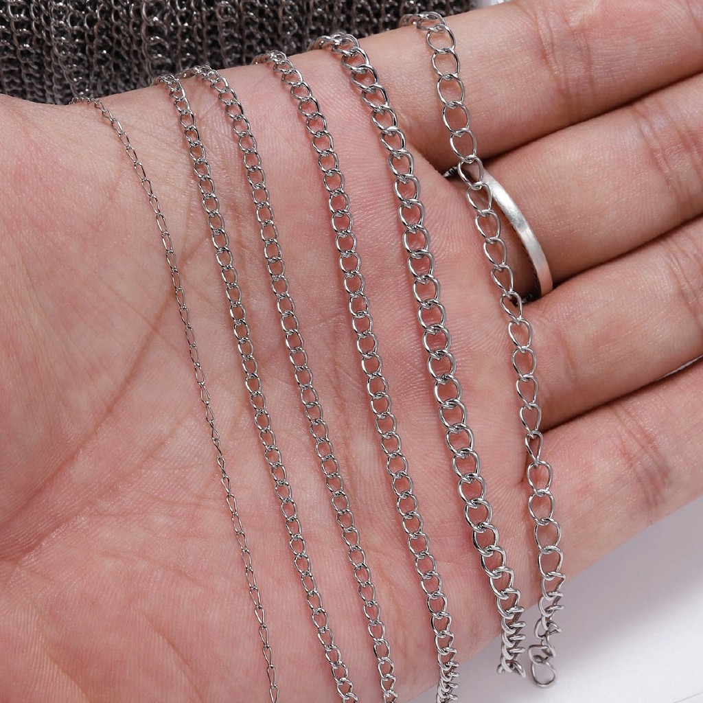 5M/Lot 1.2 2.2 2.4 3.0 4.0mm Bulk Stainless Steel fashion women's necklace and bracelet   Jewellery Chain For DIY Jewelry Making Findings Accessories