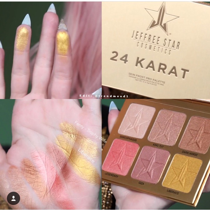 BẢNG PHẤN BẮT SÁNG 6 Ô ĐA DỤNG JEFFREE STAR 24 KARAT PRO PALETTE CHÍNH HÃNG - 6185