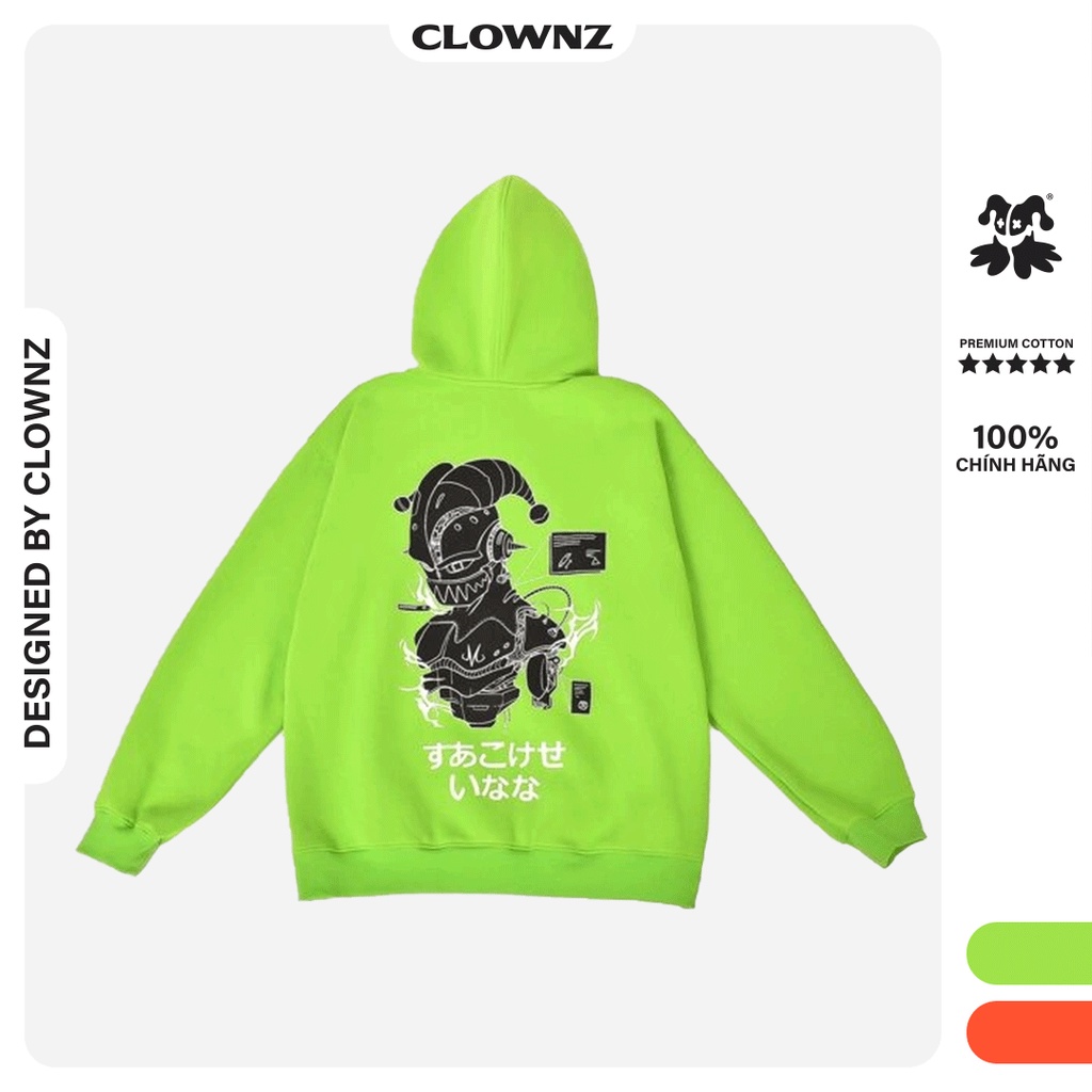 Áo khoác hoodie Ma Bu Clownz  vài nỉ bông dày dặn, form rộng cả nam nữ