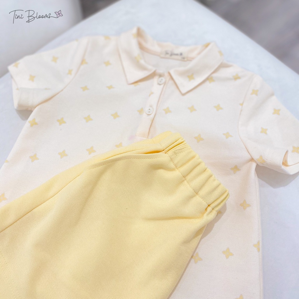 Set áo polo quần sooc mặc hè cho bé trai, bé gái Tini Blooms B03