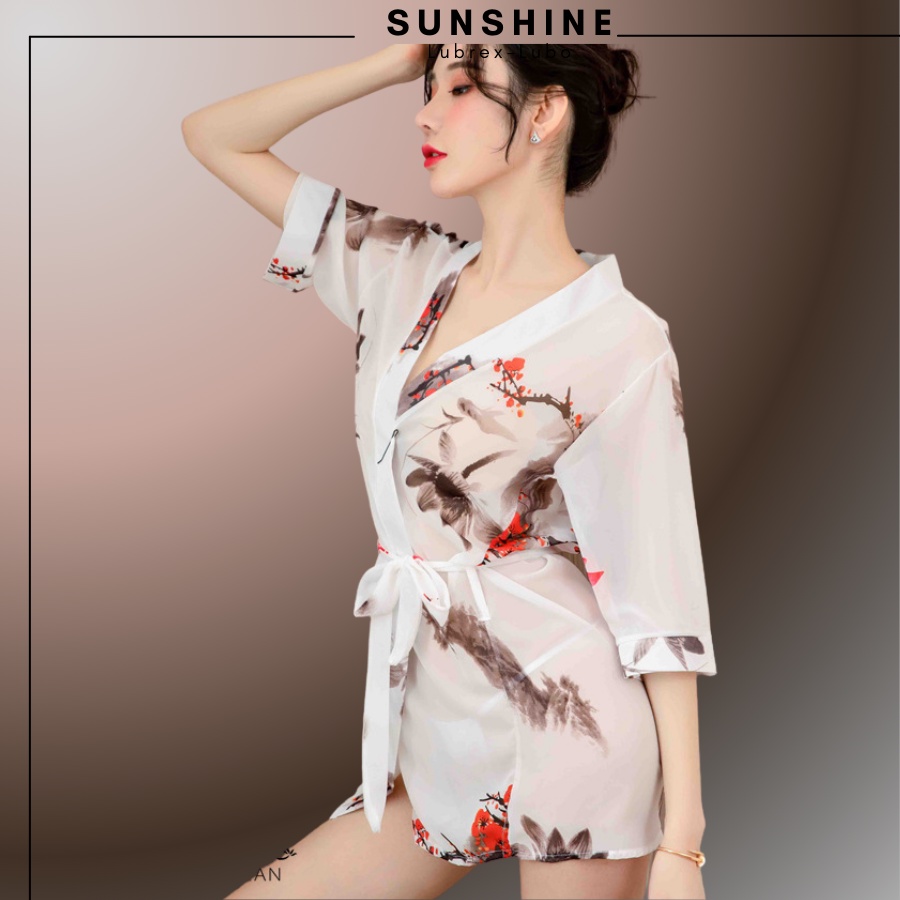 Áo Choàng Kimono Voan Hoa Xuyên Thấu Gợi Cảm- SUNSHINE LUBREXLUBO-KMN1084