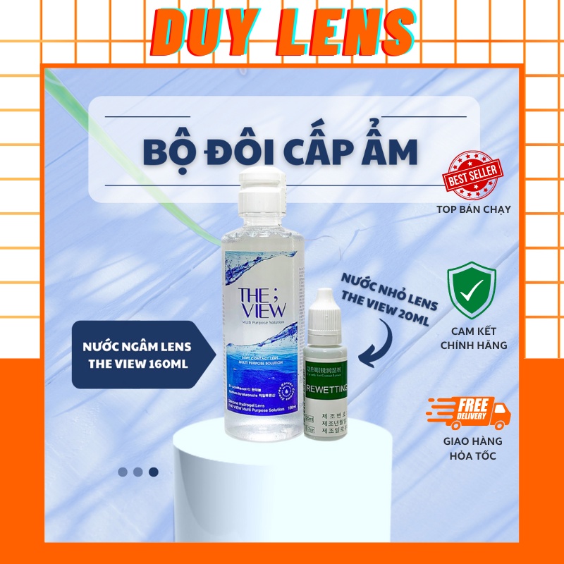 Nước ngâm và nhỏ mắt lens chuyên dụng Hàn Quốc THE VIEW - Nước ngâm kính áp tròng 160ml - Nước nhỏ lens THE VIEW 20ml